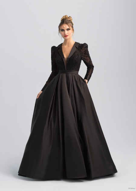 A black and long sleeved wedding dress inspired by Jafar from Aladdin