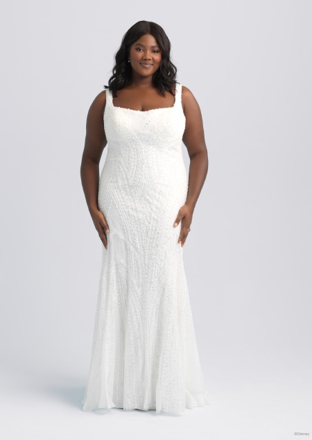 A sleeveless wedding dress inspired by Tiana from The Princess and the Frog
