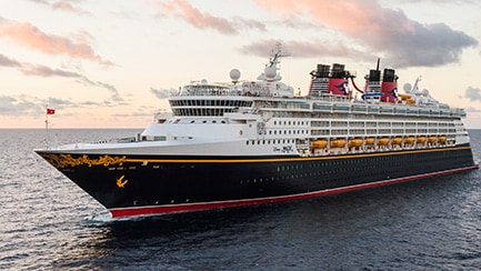 The Disney Magic cruise ship, sailing in open waters