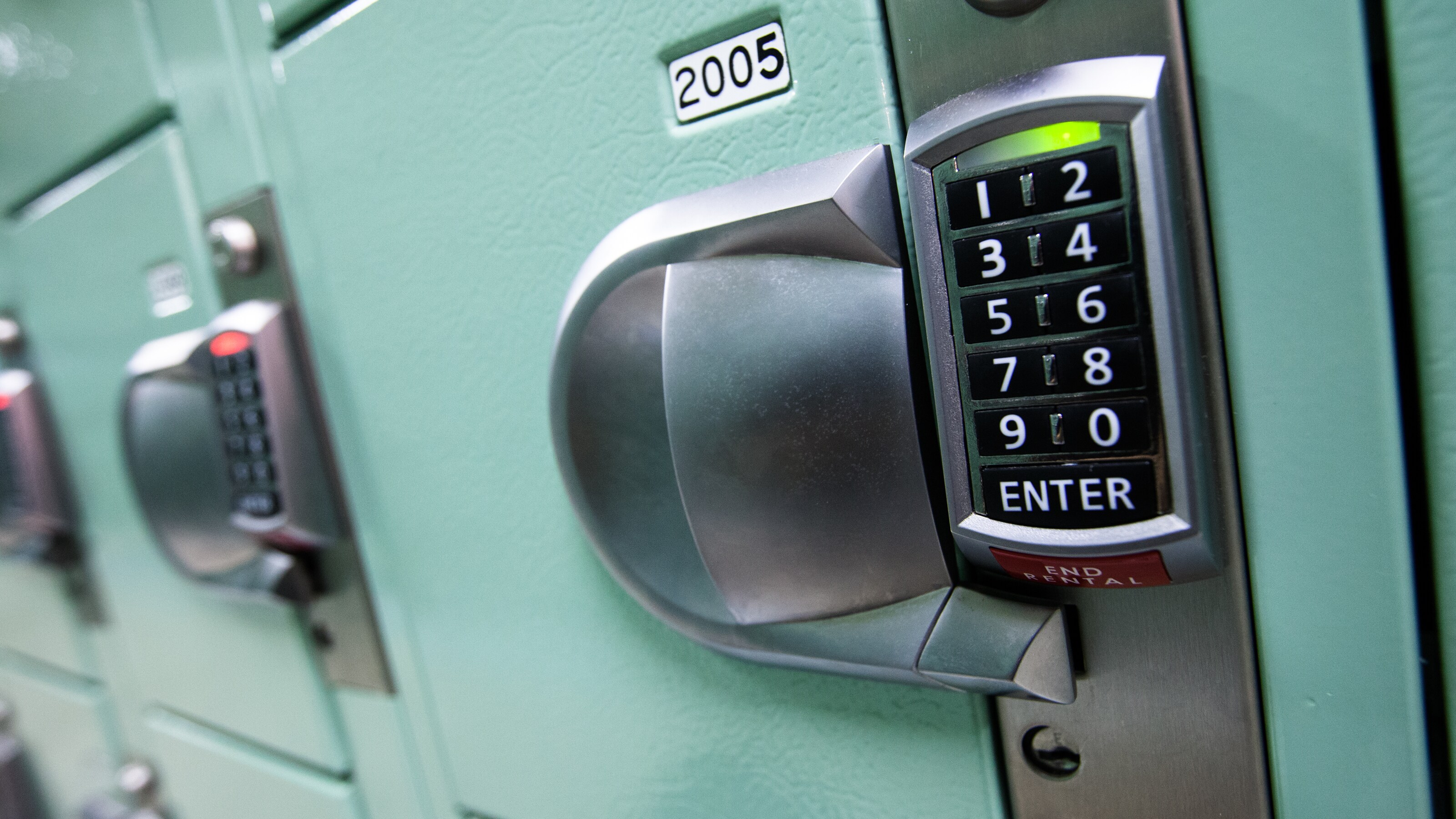 Alaska A locker with a combination lock keypad