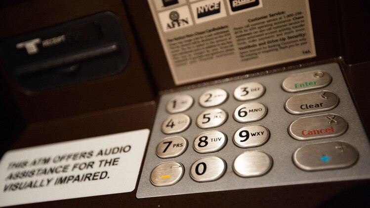 The keyboard of an ATM