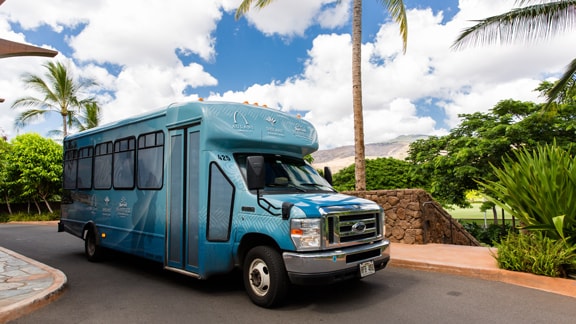 A shuttle at the entrance to Aulani, A Disney Resort & Spa