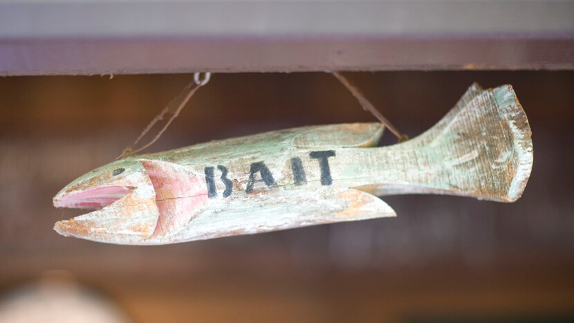 A wooden fish with the word