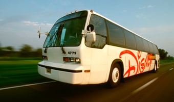 Resort Bus Transportation A Disney Transport bus driving on a highway