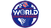 A logo for the A A U Basketball World Championships