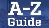 A rectangular banner with the words ‘A through Z Guide’
