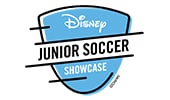 A shield shaped logo that reads Disney Junior Soccer Showcase